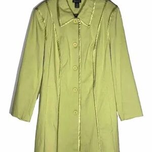 Lane Bryant Trench Coat Women’s Plus Size 22 Green Long Sleeve Jacket Button